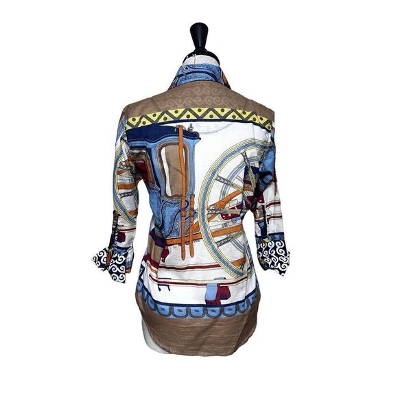 Tizzie Nautical Print 3/4 Sleeve Button Down Size XS - Picture 3 of 4